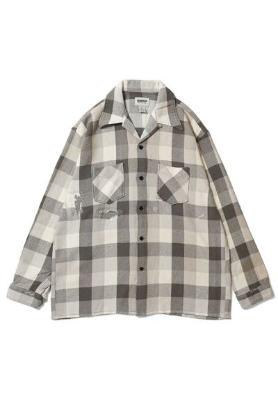 BOWWOW 25AW DAMAGED AND STAINED FLANNEL SHIRT